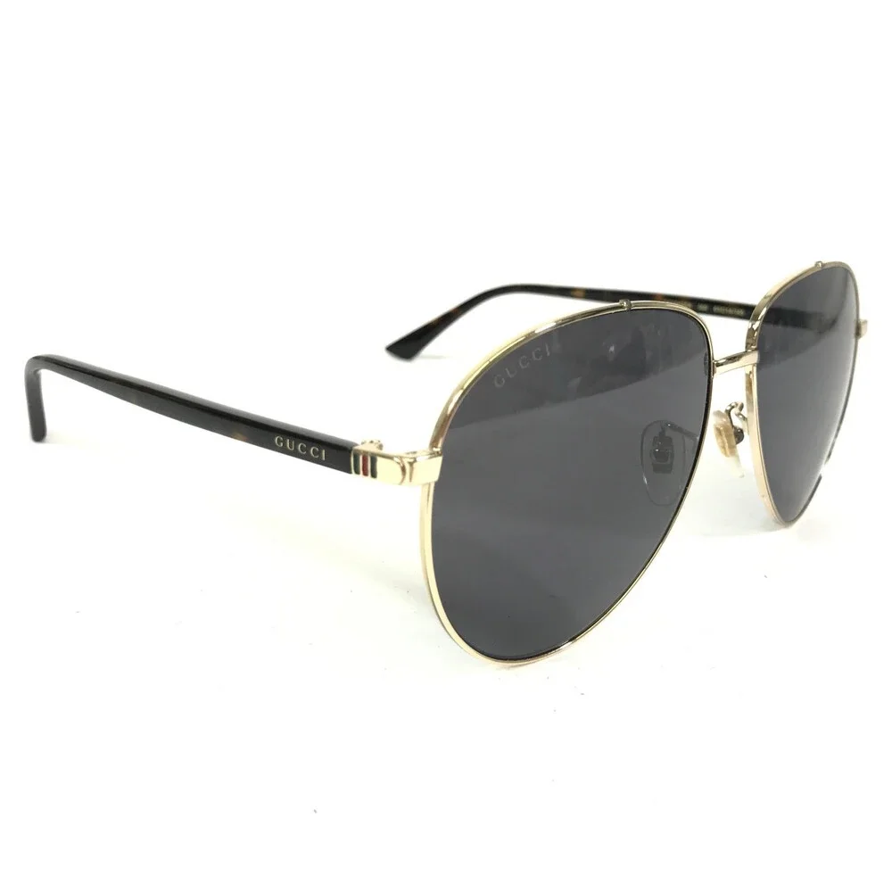 Gucci Sunglasses GG0043SA 002 Polished Gold Aviator Frames with Dark Gray Lenses